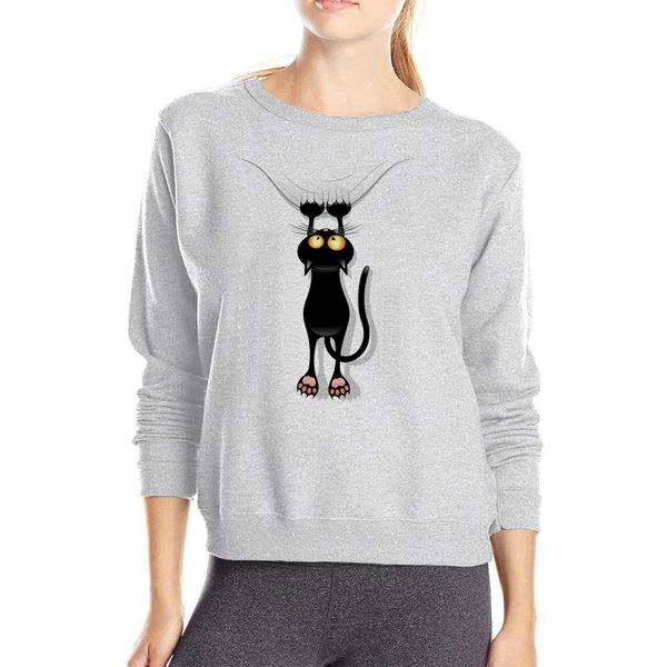 long sleeve printed 3d cotton sweatshirts pullover cute naguhty cat hoodies women solid color hoody loose outwear, Black 
long sleeve printed 3d cotton sweatshirts pullover cute naguhty cat hoodies women solid color hoody loose outwear, Black
