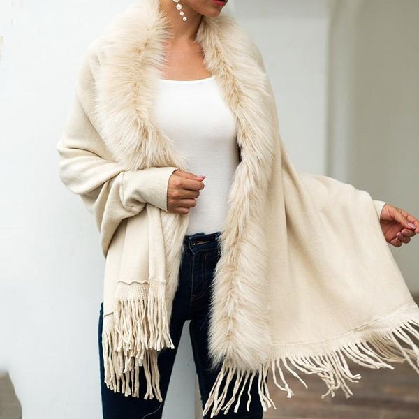 casual shawl cardigan knitted sweater solid women 2019 streetwear fringed cloak shawl fur collar cloak cardigan sweater, Black
casual shawl cardigan knitted sweater solid women 2019 streetwear fringed cloak shawl fur collar cloak cardigan sweater, Black