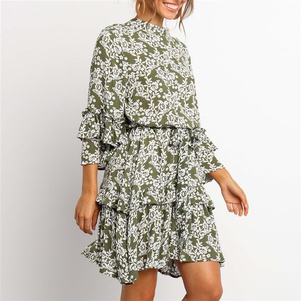 chiffon floral printed dresses women o neck cake vestidos ruffles sleeves hem elastic waist loose dress spring 2020 army green, Black;gray
chiffon floral printed dresses women o neck cake vestidos ruffles sleeves hem elastic waist loose dress spring 2020 army green, Black;gray