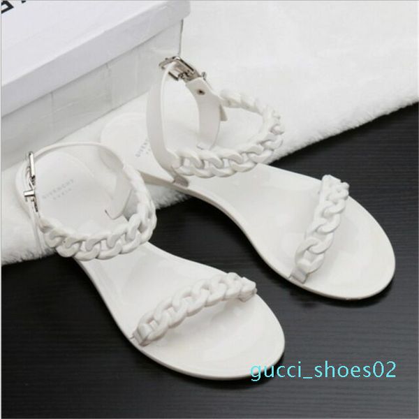 europe and the united states new plastic chain beach shoes candy color jelly sandals chain flat bottomed out sandals g022, Black
europe and the united states new plastic chain beach shoes candy color jelly sandals chain flat bottomed out sandals g022, Black