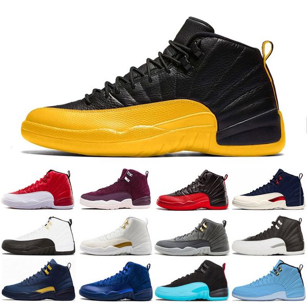 2019 12 gym red 12s college navy men basketball shoes michigan wings bulls flu game the master black white taxi sports sneaker