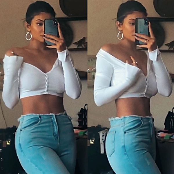 женщины сексуальная v-образным вырезом кнопка лето с длинным рукавом леди кроп топы повседневная футболка блузка, White
женщины сексуальная v-образным вырезом кнопка лето с длинным рукавом леди кроп топы повседневная футболка блузка, White