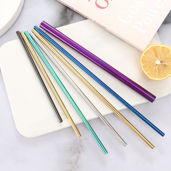 

stainless steel colored metal straw for smoothies mason jars coffee straight/bent reusable washable drinking straws birthday party decor