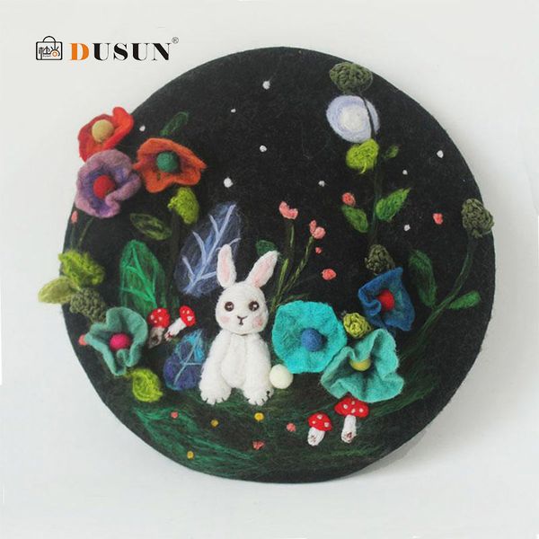 handmade wool felt beret hand-embroidered childlike berets caps for creative women painter hat christmas gift hats, Blue;gray
handmade wool felt beret hand-embroidered childlike berets caps for creative women painter hat christmas gift hats, Blue;gray