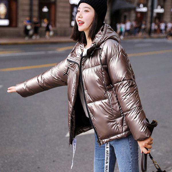 hooded glossy down coat women winter casual thick warm down jacket female punk streetwear cotton coat vogue reflective coat, Black
hooded glossy down coat women winter casual thick warm down jacket female punk streetwear cotton coat vogue reflective coat, Black