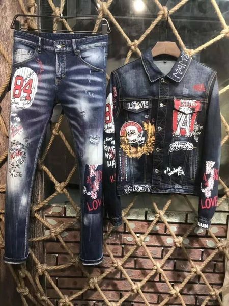 men's fashion denim shirt trousers two sets of cotton tide men's jacket high-end sports suit personality handsome male, Gray
men's fashion denim shirt trousers two sets of cotton tide men's jacket high-end sports suit personality handsome male, Gray