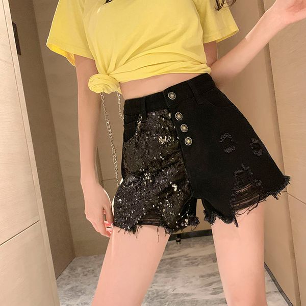 2020 summer new fashion women high waist solid color denim shorts female hole sequined spliced casual loose shorts jeans y143, White;black
2020 summer new fashion women high waist solid color denim shorts female hole sequined spliced casual loose shorts jeans y143, White;black