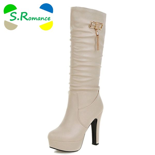 s.romance plus size 34-43 women boots square heels new round toe knee boots woman shoes winter black white beige sb273
s.romance plus size 34-43 women boots square heels new round toe knee boots woman shoes winter black white beige sb273