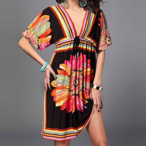 fashion women v neck bohemian flower dress european style print vintage summer beach dresses sal99, Blue;gray
fashion women v neck bohemian flower dress european style print vintage summer beach dresses sal99, Blue;gray
