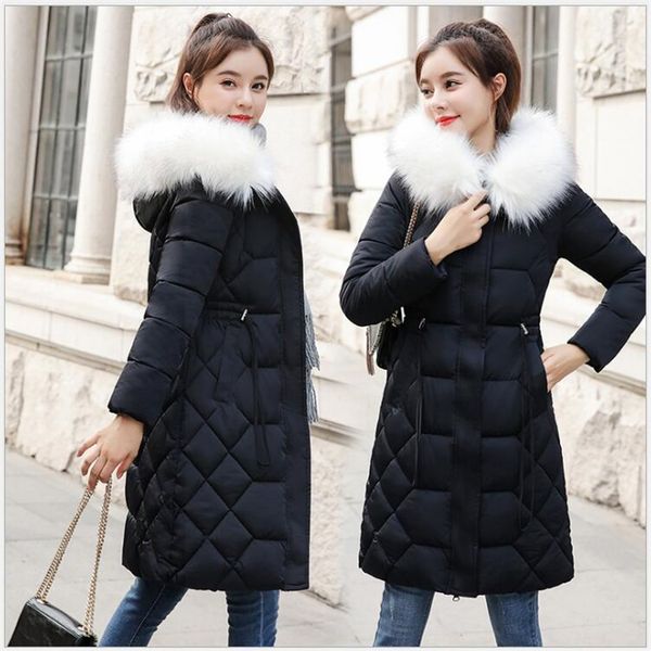 

2019 hooded parka casaco feminino female jacket coat plus size winter jacket women casual cotton padded long women parkas r247, Tan;black