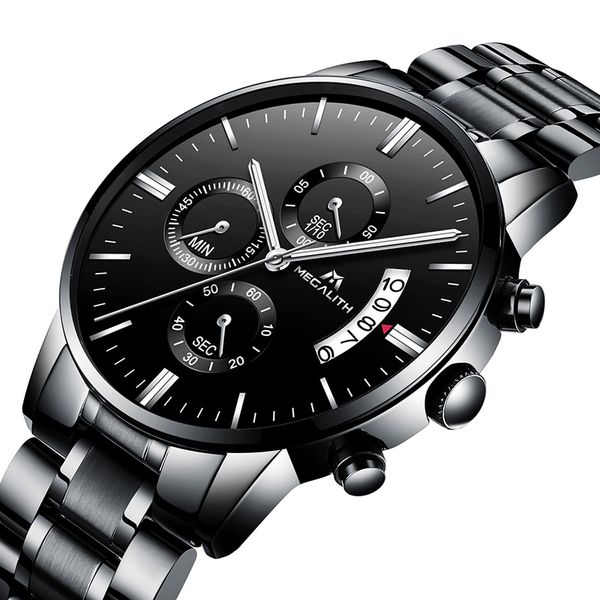 megalith waterproof chronogra quartz watch for men casual date calendar sports wrist watch black stainless steel, Slivery;brown
megalith waterproof chronogra quartz watch for men casual date calendar sports wrist watch black stainless steel, Slivery;brown