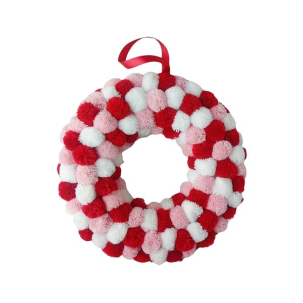 wedding gift arches are decorated with pink garlands. valentines day decorations garlands. door hanging wool ball garlands 
wedding gift arches are decorated with pink garlands. valentines day decorations garlands. door hanging wool ball garlands