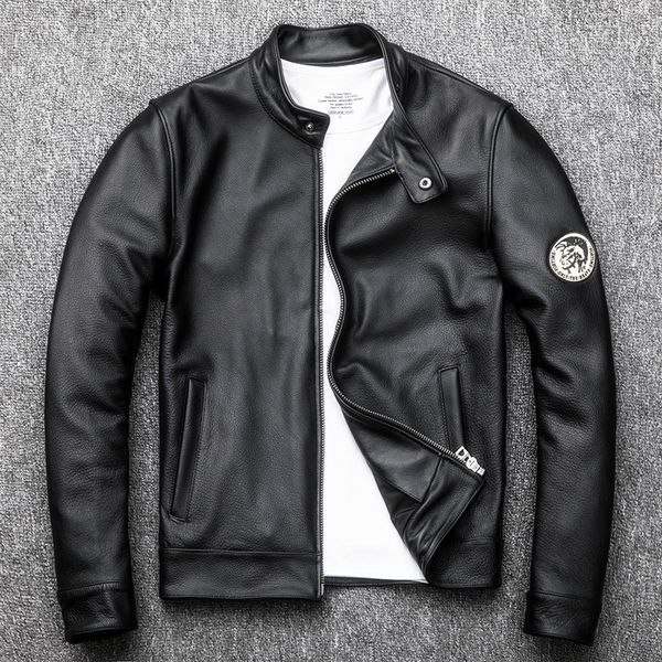 youth fashion cowhide genuine leather jacket men casual locomotive stand collar slim fit short motorcycle biker leather coat, Black
youth fashion cowhide genuine leather jacket men casual locomotive stand collar slim fit short motorcycle biker leather coat, Black
