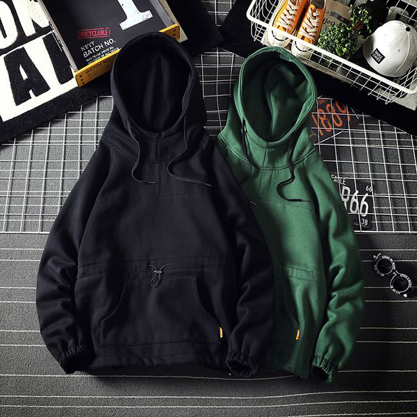 2019 spring and autumn men's new casual solid color hooded pocket decorative hoodies loose temperament trend cotton, Black
2019 spring and autumn men's new casual solid color hooded pocket decorative hoodies loose temperament trend cotton, Black