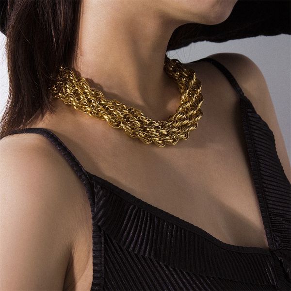 big simple retro personality exaggerated multilayer twist chain necklace aluminum golden thick chain necklace women jewelry #445, Silver
big simple retro personality exaggerated multilayer twist chain necklace aluminum golden thick chain necklace women jewelry #445, Silver
