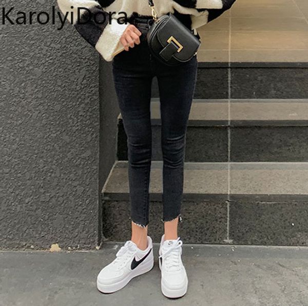 fashion 2020 spring korean version of autumn and winter clothing high waist black tight leggings jeans women, Blue 
fashion 2020 spring korean version of autumn and winter clothing high waist black tight leggings jeans women, Blue