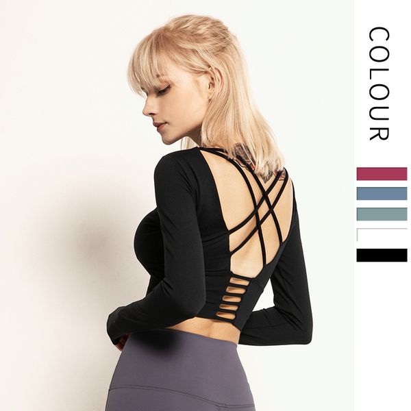 long sleeve yoga shirts back cross gym yoga crop training seamless fitness running sport t-shirts blusas feminina, White;red
long sleeve yoga shirts back cross gym yoga crop training seamless fitness running sport t-shirts blusas feminina, White;red