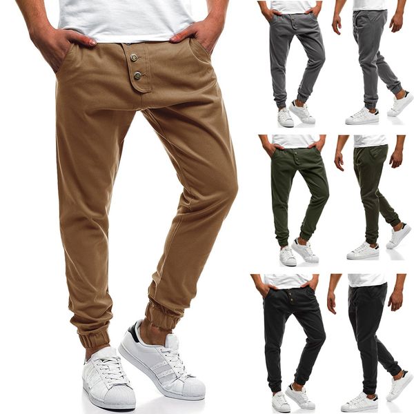 men's pants mens large size fashion solid color button stitching trend beam foot casual asian, Black
men's pants mens large size fashion solid color button stitching trend beam foot casual asian, Black