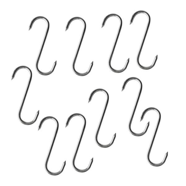10 pcs butcher hook stainless steel meat hooks hanging hooks with sharp tip for butcher shop -- 14.3cm
10 pcs butcher hook stainless steel meat hooks hanging hooks with sharp tip for butcher shop -- 14.3cm