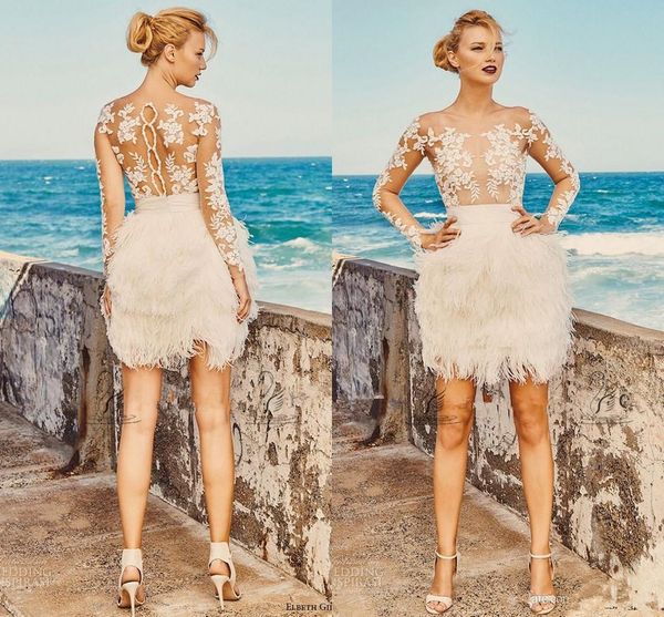 elbeth gillis milk honey 2019 bridal separates illusion long sleeves aline short wedding dresses fully feather lace mini wedding gowns 315, White
elbeth gillis milk honey 2019 bridal separates illusion long sleeves aline short wedding dresses fully feather lace mini wedding gowns 315, White