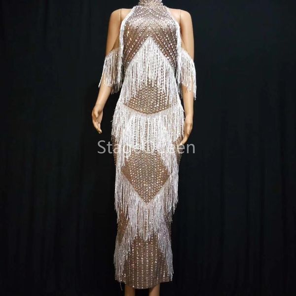 stage sparkly full rhinestones tassel dress women's birthday party dress evening wear female singer dance show dj ds, Black;red
stage sparkly full rhinestones tassel dress women's birthday party dress evening wear female singer dance show dj ds, Black;red