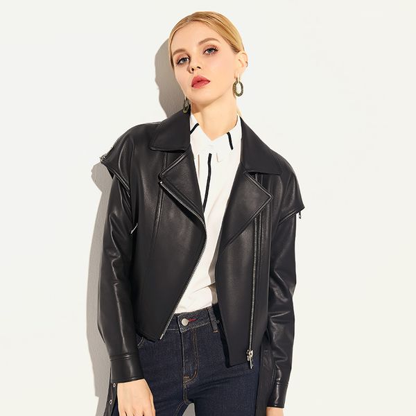 2018 new spring and autumn casual korean leather women short slim jacket sheep leather motorcycle jacket pure, Black
2018 new spring and autumn casual korean leather women short slim jacket sheep leather motorcycle jacket pure, Black
