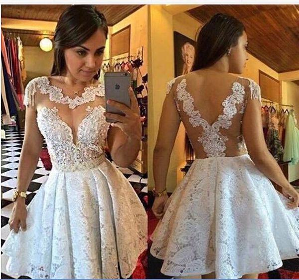 new cocktail dresses lace crystal beads illusion neck short mini homecoming dress open back formal party dress prom gown for women, Red
new cocktail dresses lace crystal beads illusion neck short mini homecoming dress open back formal party dress prom gown for women, Red