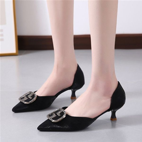 high heels pumps women shoes 2020 summer korean casual office elegant pointed toe fine heels square buckle wild single shoes, Black
high heels pumps women shoes 2020 summer korean casual office elegant pointed toe fine heels square buckle wild single shoes, Black