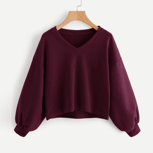 sweatshirt women lantern sleeve 2019 autumn khaki crew v neck pullovers women long sleeve solid pullovers autumn sudadera mujer, Black
sweatshirt women lantern sleeve 2019 autumn khaki crew v neck pullovers women long sleeve solid pullovers autumn sudadera mujer, Black