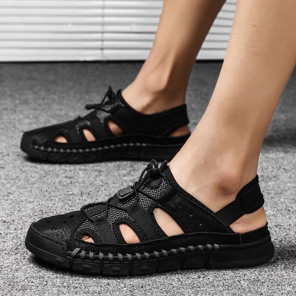summer fashion soft shoes men sandals genuine leather sandals men hiking summer outdoor beach big size, Black
summer fashion soft shoes men sandals genuine leather sandals men hiking summer outdoor beach big size, Black
