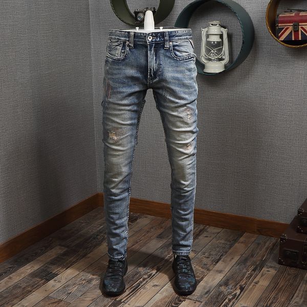italian style fashion men jeans retro blue slim fit destroyed ripped jeans men streetwear vintage designer
italian style fashion men jeans retro blue slim fit destroyed ripped jeans men streetwear vintage designer