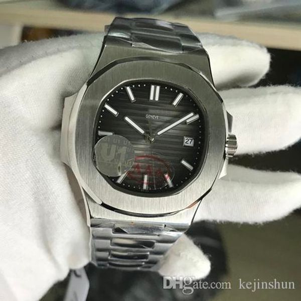 U1 Factory Роскошные Мужские Часы Nautiluss Механизм Выгравированы PP Серый Циферблат Автоматическая Механическая Нержавеющая Сталь Прозрачная Задняя Мужские Часы