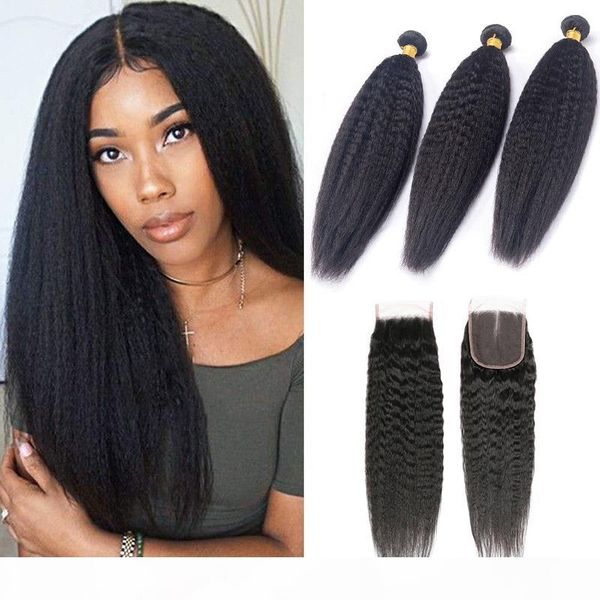 brazilian human hair 3 bundles with 4x4 lace closure kinky straight hair products 8-28inch hair wefts with closure natural color, Black;brown 
brazilian human hair 3 bundles with 4x4 lace closure kinky straight hair products 8-28inch hair wefts with closure natural color, Black;brown