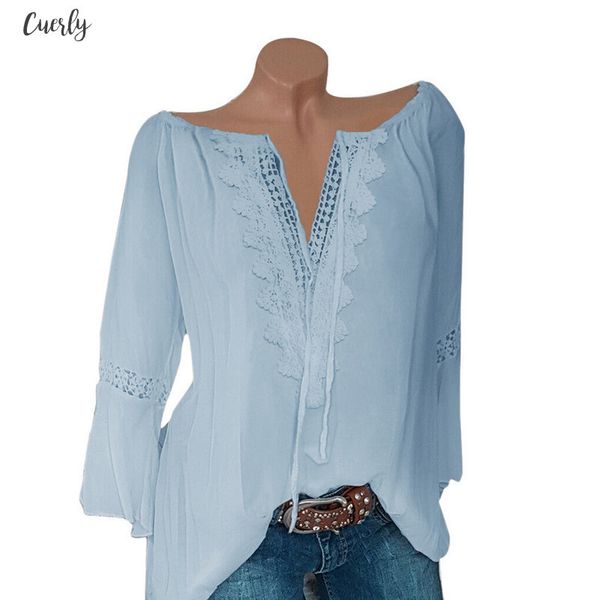 women shirts lace solid large size long sleeve v neck splice fashion regular trend elegant noble vogue summer blouse shirts, White
women shirts lace solid large size long sleeve v neck splice fashion regular trend elegant noble vogue summer blouse shirts, White