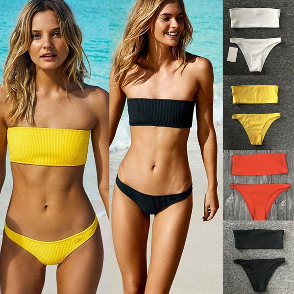 women solid high waist bikini set low waist solid swimsuit push up bra sleeveless bandeau bikini
women solid high waist bikini set low waist solid swimsuit push up bra sleeveless bandeau bikini