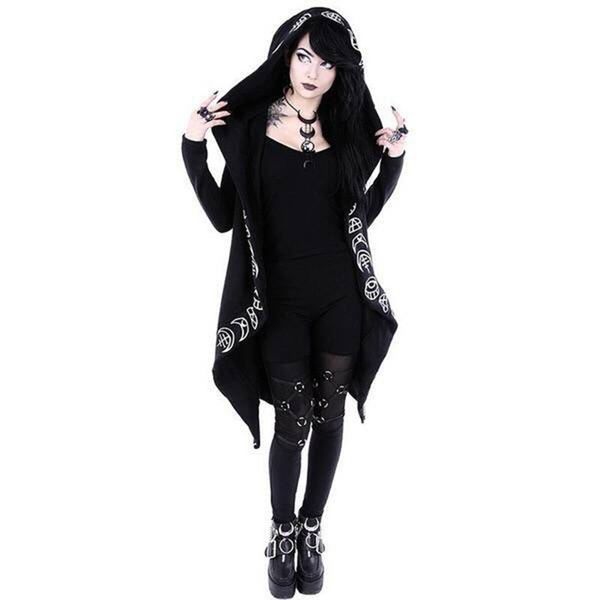 gothic style fashionable women coats female women long sleeve punk moon print hooded black cardigan jacket coat plus size s-5xl, Black;brown
gothic style fashionable women coats female women long sleeve punk moon print hooded black cardigan jacket coat plus size s-5xl, Black;brown