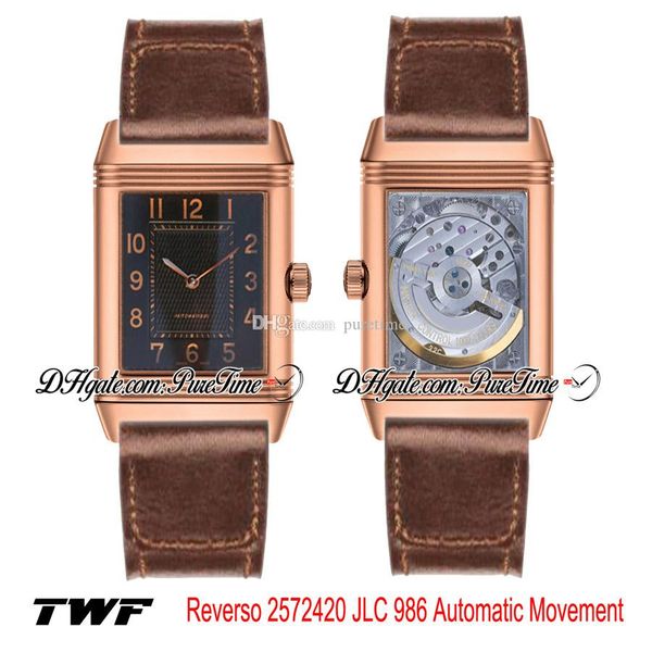 twf grande reverso 2572420 jlc 986 automatic mens watch rose gold black texture dial number markers brown leather strap new puretime 2b05, Slivery;brown
twf grande reverso 2572420 jlc 986 automatic mens watch rose gold black texture dial number markers brown leather strap new puretime 2b05, Slivery;brown