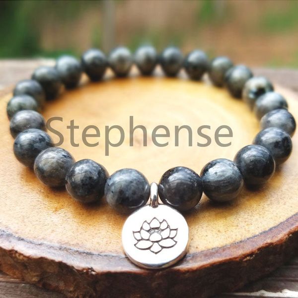 mg0683 8 mm gray larvikite women`s yoga bracelet higg quality energy mala bracelet hearling spirit jewelry, Black
mg0683 8 mm gray larvikite women`s yoga bracelet higg quality energy mala bracelet hearling spirit jewelry, Black