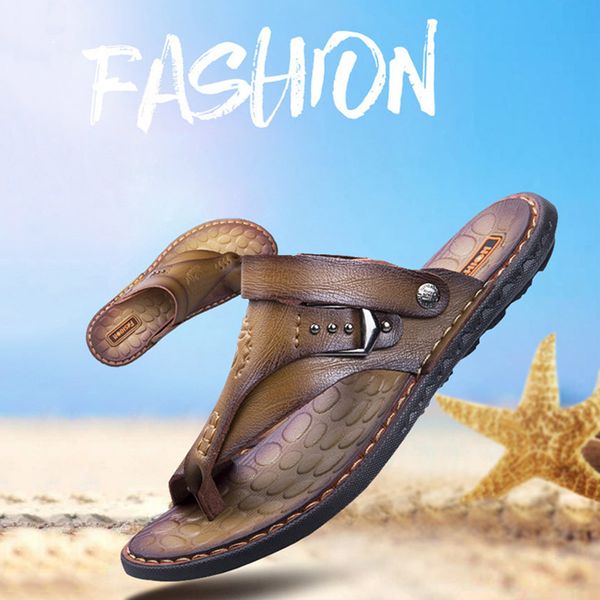 slippers men leather sandals open toe soft breathable anti-slip casual shoes for summer tc21, Black
slippers men leather sandals open toe soft breathable anti-slip casual shoes for summer tc21, Black