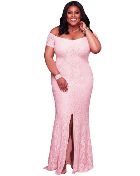 fashion women plus size maxi dress off shoulder lace dress short sleeve split hem back zip elegant long gown pink/white vestidos, Black;gray
fashion women plus size maxi dress off shoulder lace dress short sleeve split hem back zip elegant long gown pink/white vestidos, Black;gray