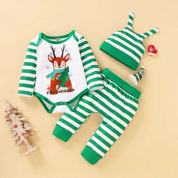 3pcs newborn infant baby boys autumn long sleeve stripe deer outfit clothes romper +pants+hat set, White
3pcs newborn infant baby boys autumn long sleeve stripe deer outfit clothes romper +pants+hat set, White