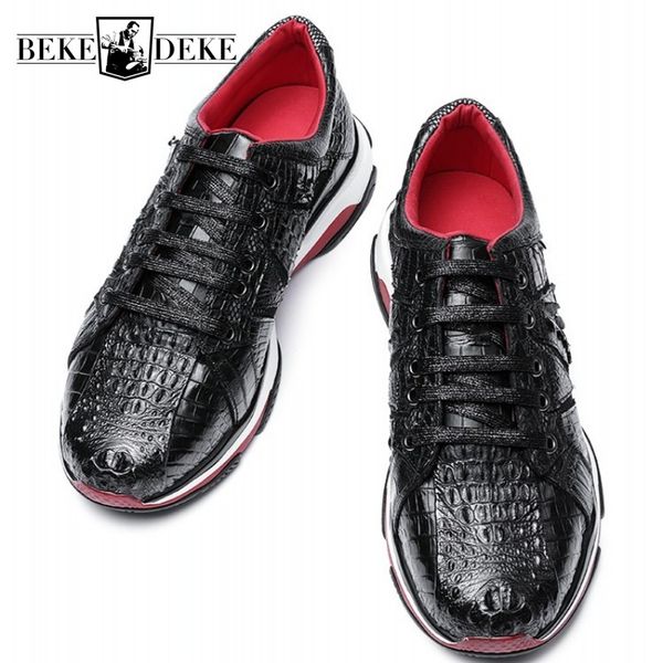 mens business casual real crocodile leather shoes genuine alligator leather sneakers round toe lace up flat joggers shoes, Black
mens business casual real crocodile leather shoes genuine alligator leather sneakers round toe lace up flat joggers shoes, Black