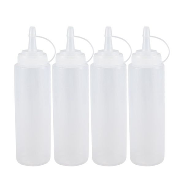 4x clear white plastic squeeze sauce ketchup cruet oil bottles 8oz