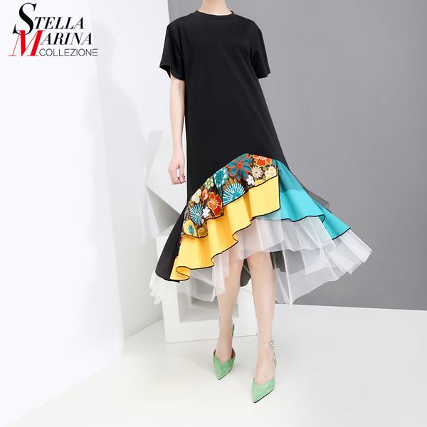 new 2019 korean style women summer black a-line dress colorful hem knee length lady cute wear midi dress style robe femme 5198, Black;gray
new 2019 korean style women summer black a-line dress colorful hem knee length lady cute wear midi dress style robe femme 5198, Black;gray