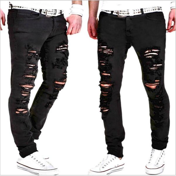 2019 mens cool black jeans skinny ripped destroyed stretch slim fit hip hop pants with holes for men, Blue
2019 mens cool black jeans skinny ripped destroyed stretch slim fit hip hop pants with holes for men, Blue