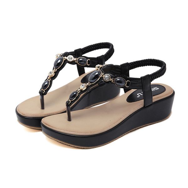 women's sandals fancyqube brand mid heel t-strap platform sandals shoes comfortable beach wedding ladies shoes, Black
women's sandals fancyqube brand mid heel t-strap platform sandals shoes comfortable beach wedding ladies shoes, Black