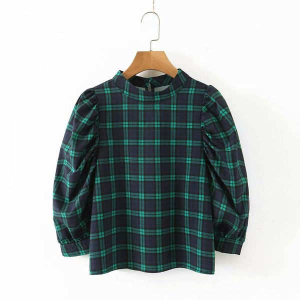 new women vintage green plaid print pleats puff sleeve casual blouse shirts women office wear chic femininas chemise ls6199, White
new women vintage green plaid print pleats puff sleeve casual blouse shirts women office wear chic femininas chemise ls6199, White