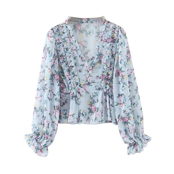 elegant ruffled chiffon women blouse shirt vintage floral print v-neck long sleeve female shirts office ladies casual, White
elegant ruffled chiffon women blouse shirt vintage floral print v-neck long sleeve female shirts office ladies casual, White