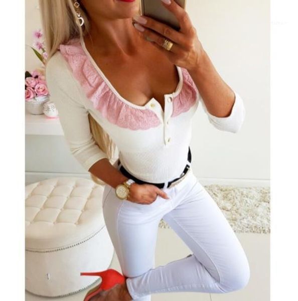 skinny button long sleeved scoop neck pullover tshirts fashion womens ruffle lace designer tshirts women solid color sweet slim, White
skinny button long sleeved scoop neck pullover tshirts fashion womens ruffle lace designer tshirts women solid color sweet slim, White