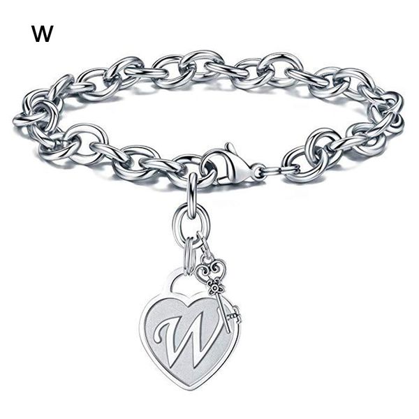 link, chain women bracelet engraved 26 letters initial charms stainless steel jewelry gifts aic88, Black
link, chain women bracelet engraved 26 letters initial charms stainless steel jewelry gifts aic88, Black